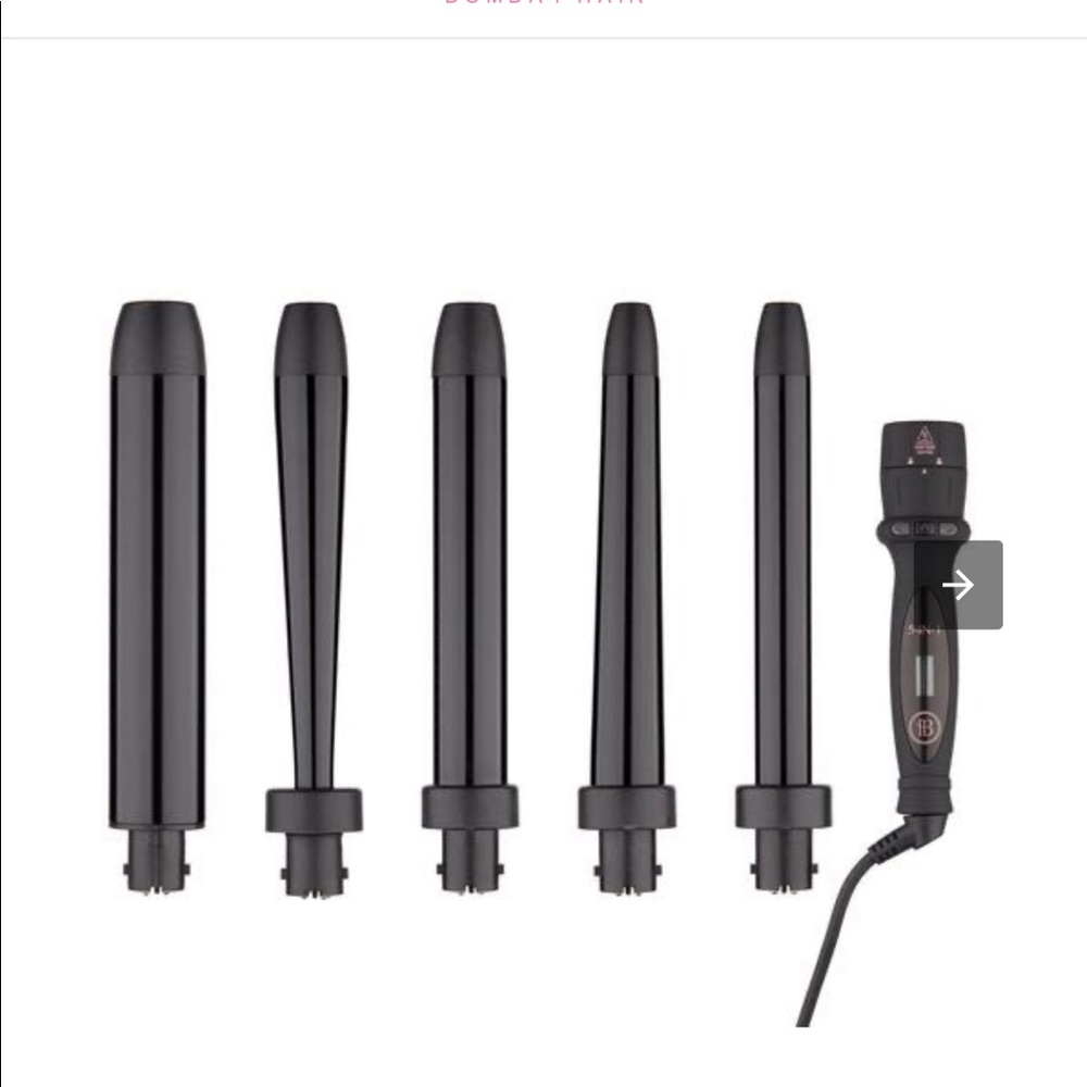 Bombay Hair Black Ceramic 5 in 1 Interchangeable Curling Wand Set With Box